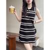 JK&JS 2025 Summer Striped A-Line Knit Dress