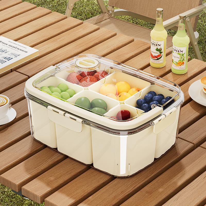 Divided Serving Tray With Lid And Handle Clear Snackle Box Container Portable Snack Platters Organizer Box For Candy Fruits 2025