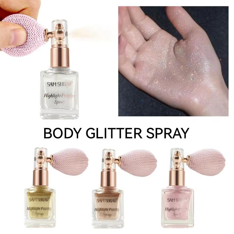 Diamond High Gloss Glitter Spray Highlighter Powder Air Bag Fragrance-Infused Shiny High Light for Face Body Makeup Cosmetics