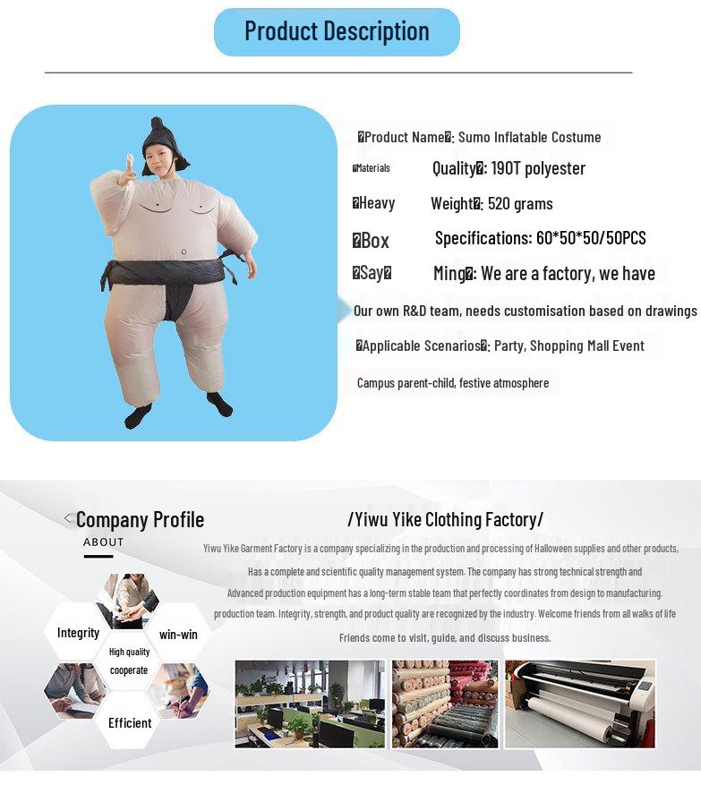 Sumo Inflatable Costume - Funny Fat Man Doll Outfit for Parties and Performances