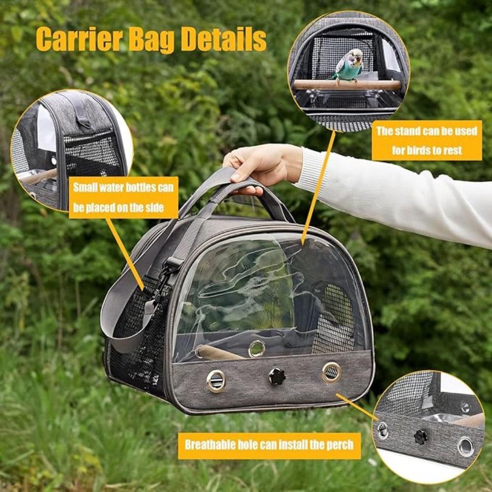 Stainless Steel Tray Bird Travel Carrier Foldable Hamster Carrier Parakeet Collapsible Bag  Hiking