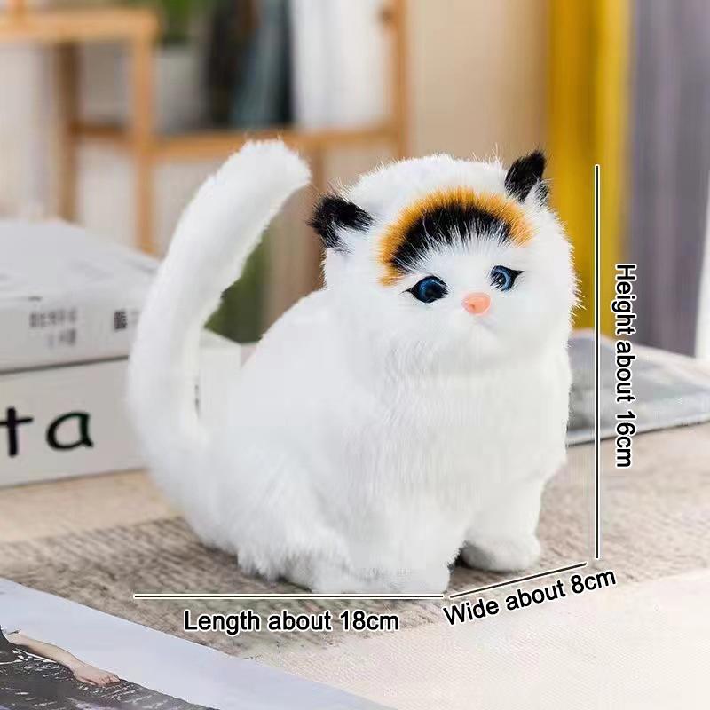 

1 шт. Детские подарки Симуляция Мини-игрушка-кошка Милый тканевый коврик Плюшевые кошки со звуком Креативные имитации кошек Украшения Домашний декор