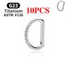 1/10 Stück F136 G23 Titan Nasenpiercing Ring D-Form Scharnier Segment CZ 16G Clicker Knorpel Tragus Helix Ohrringe Körperschmuck