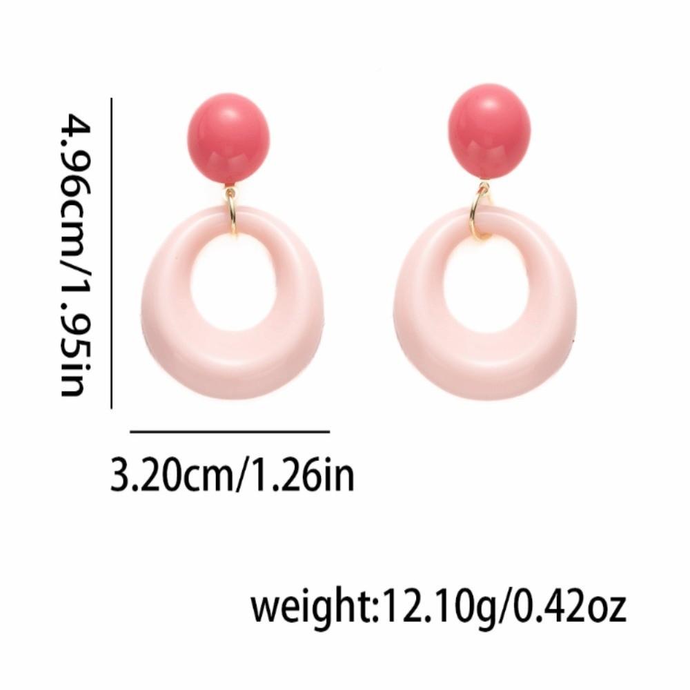 Colorful Round Drop Earrings Cute Contrast Color Eardrop Summer Season