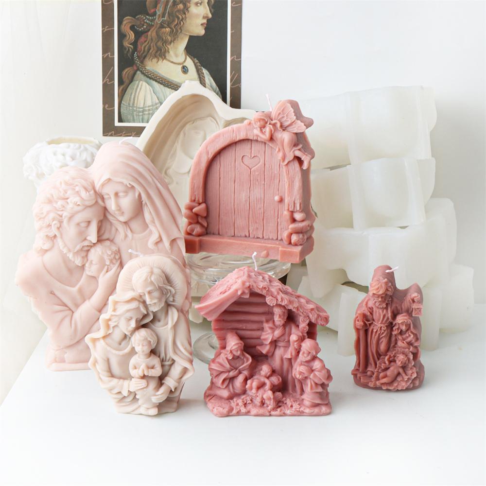 

3D Иисус и Дева Мария Святое семейство свеча силиконовая форма Мария держит младенца смоляная статуэтка форма ручной работы товары для творчества домашний декор