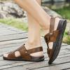 Fashion Summer Luxury Men Leather Genuine Leather Non-slip Sandals Dual-use Slippers Outdoor Thick-soled Quality Beach Comfort Sandalias