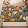 Multicolor Heart Plush Print Doormat Anti Slip Floor Mat Sweet Y2K Style Front Door Mat Indoor Entryway Rug