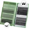 Large Capacity DIY Eyelash Extension Set: Natural Thick D Curl Segmented Self-Grafting Single Cluster Blossom Lashes