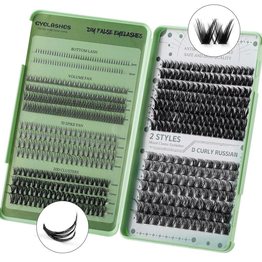 Large Capacity DIY Eyelash Extension Set: Natural Thick D Curl Segmented Self-Grafting Single Cluster Blossom Lashes