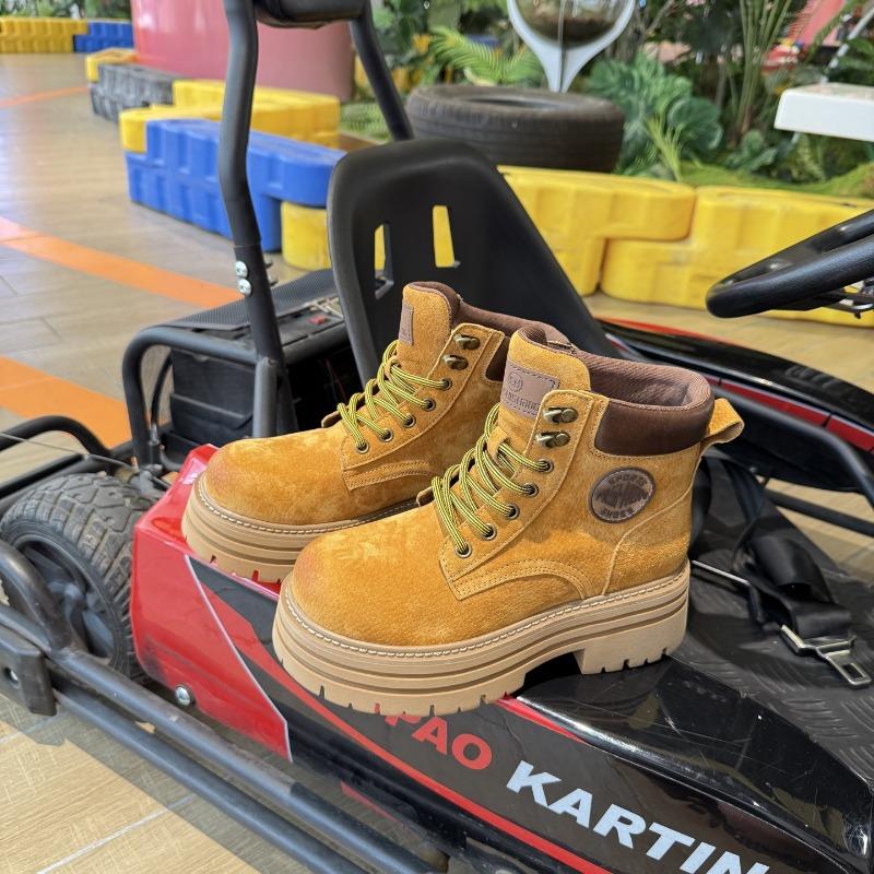 

High-heeled Martin boots women s spring and autumn new pink small short boots thick-soled heightening boots 35 жёлтый