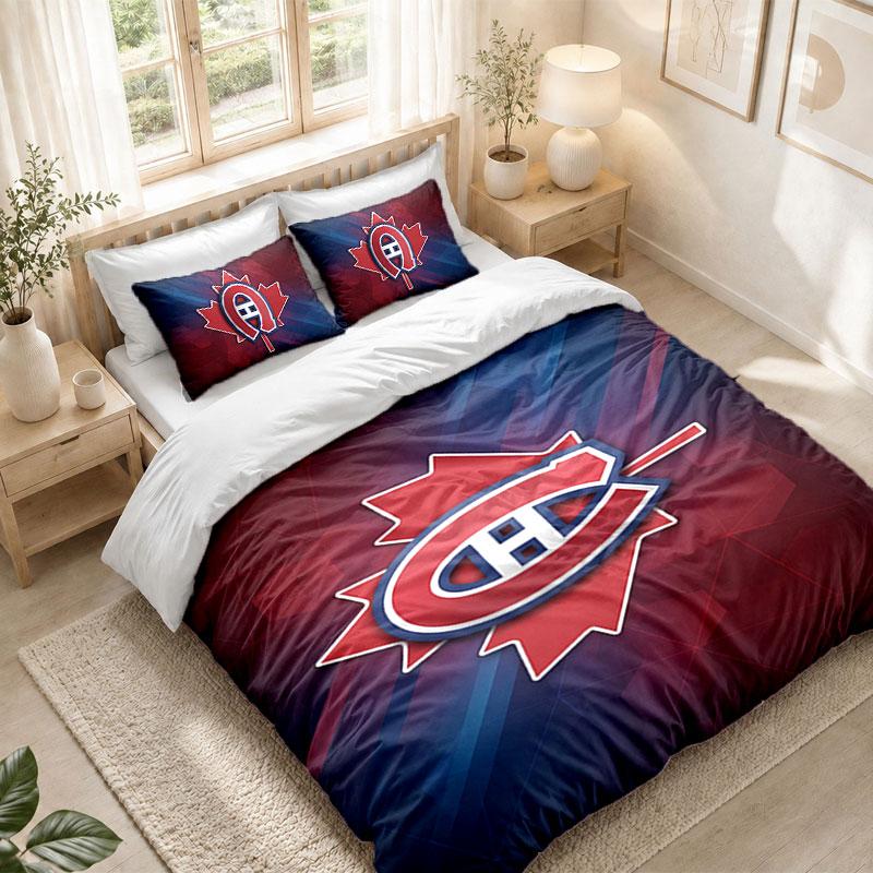 Bedding Set 1 Duvet Cover 2 Pillowcases Montreal Canadiens Print Bedroom Home Decoration