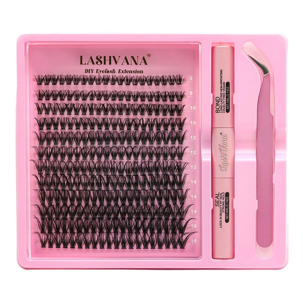 144pcs DIY Lash Extension Kit 8-16mm Individual Lashes Kit Trendy Lash Clusters  for Self-Use