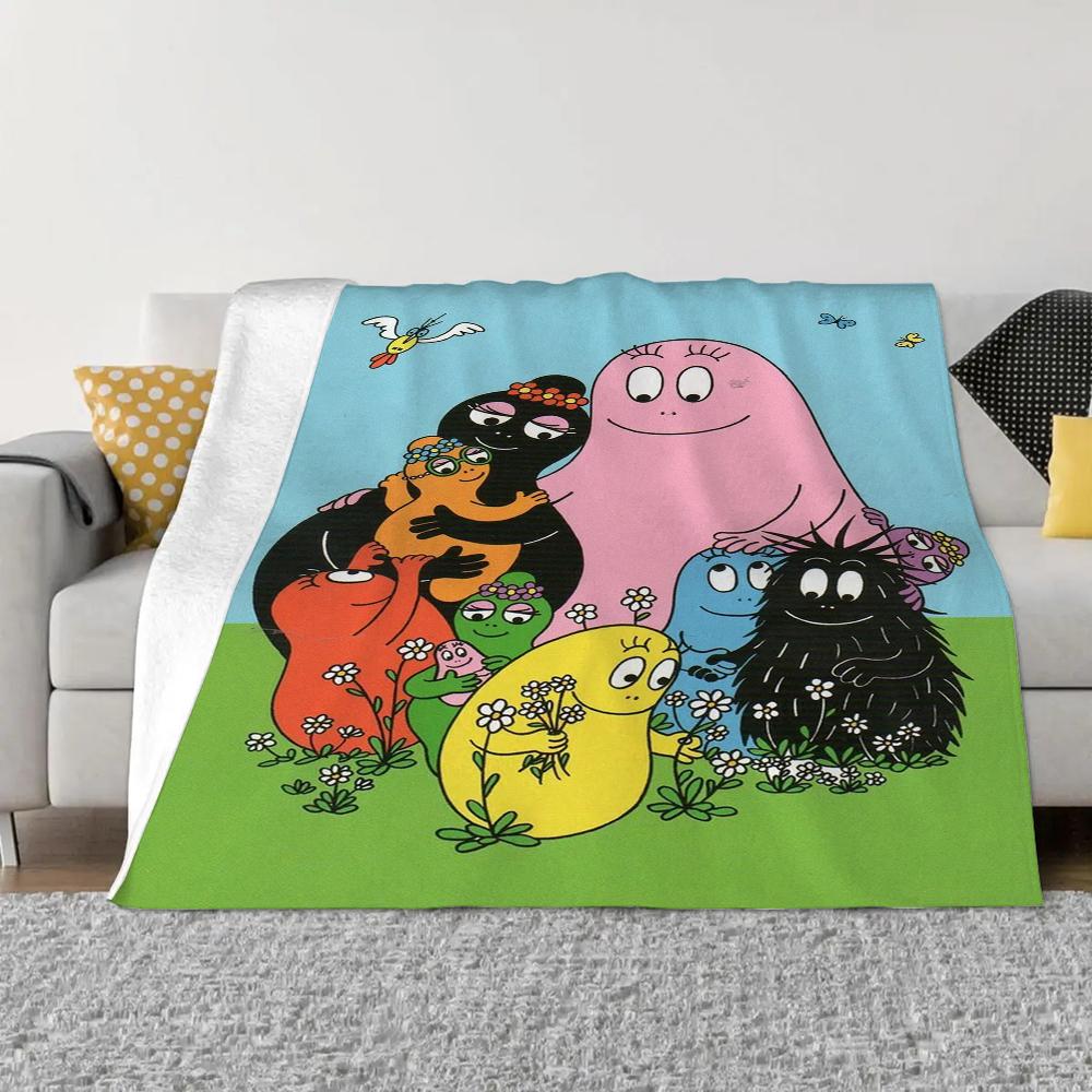 Les-Barbapapa Throw Blanket King Size Fluffy Plaid Throws Blankets for Sofa Luxury Bedding Beach Towel Home and Decoration Knee