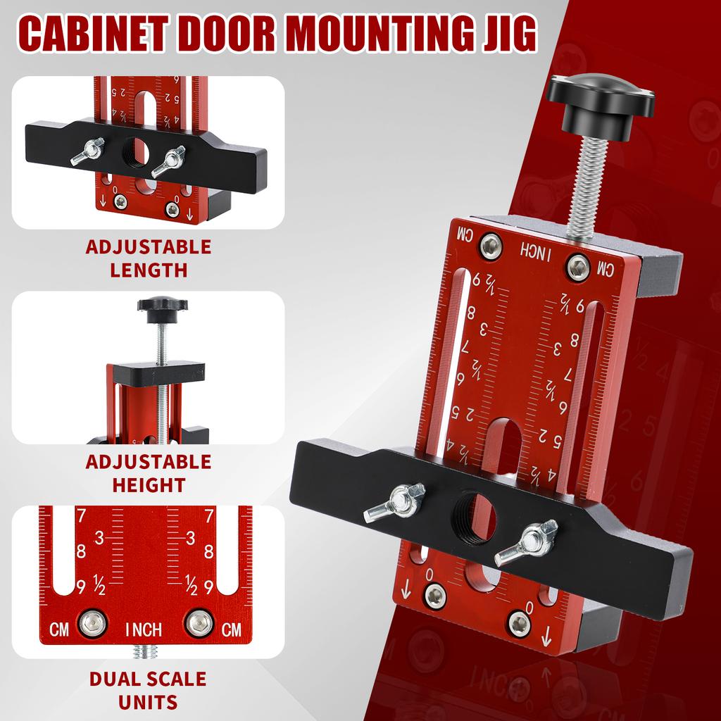Cabinet Door Mounting Jig Adjustable Cabinet Door Installation Locator Aluminum Alloy Hinge Installation Jig Tool Portable