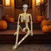 Cemetery Themed Landscaping 36 Inches LED Light Up Halloween Skeleton, 3FT Life Size Full Body Posable Skeleton Plastic Human Bones with Movable