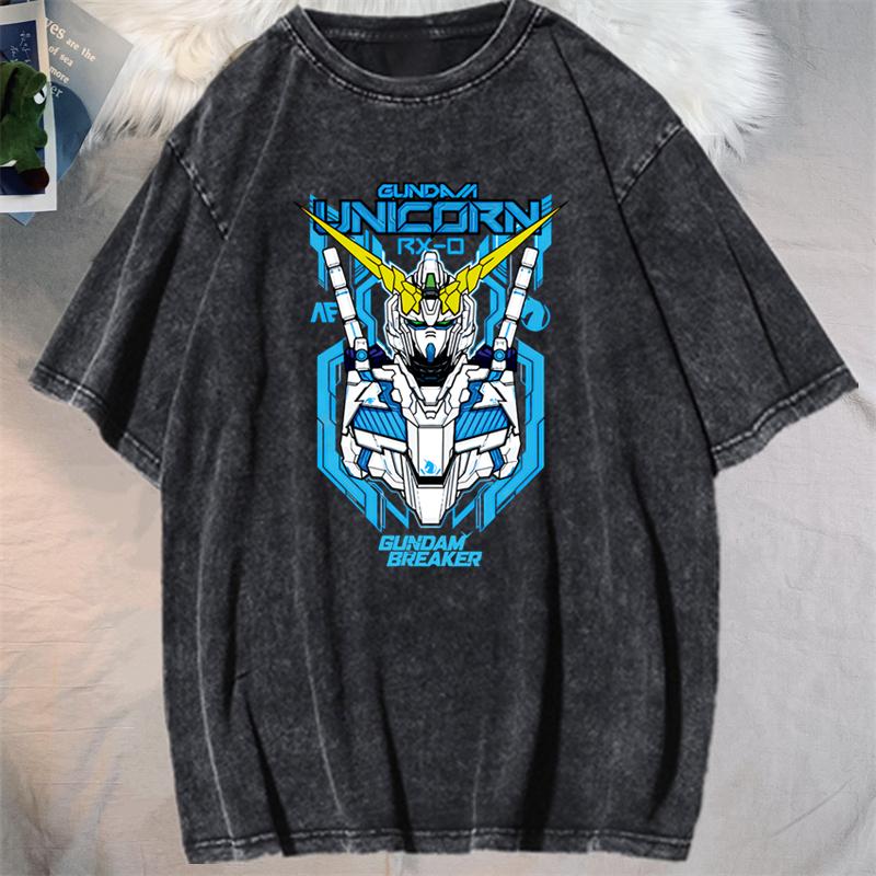 Anime GUNDAM Barbatos Graphic Printed Tshirt Mens and Womens Washed Tshirt High Quality Vintage Cotton Tshirt YK Top