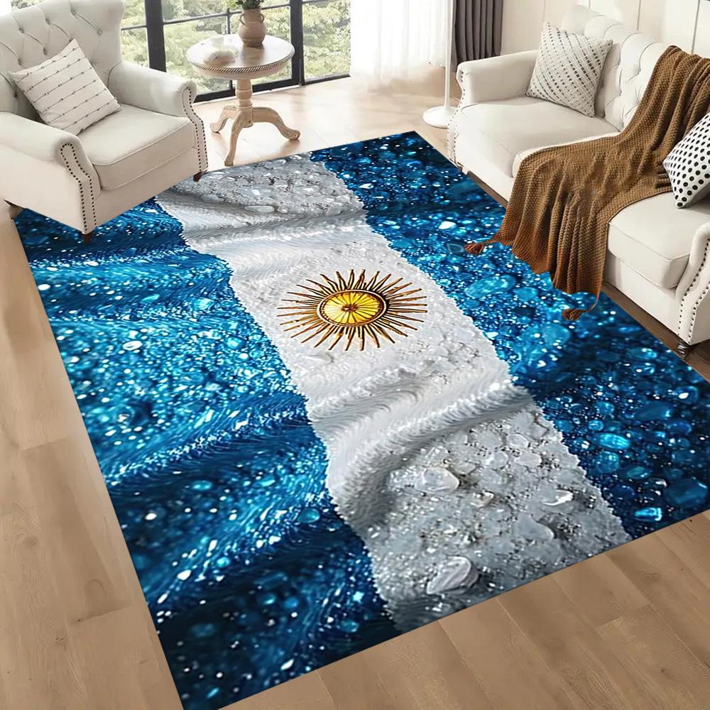 Argentina Sparkle Flag Square Rugs Are a Great Choice for Living Rooms, Bedrooms, Home Décor, and As Gifts.