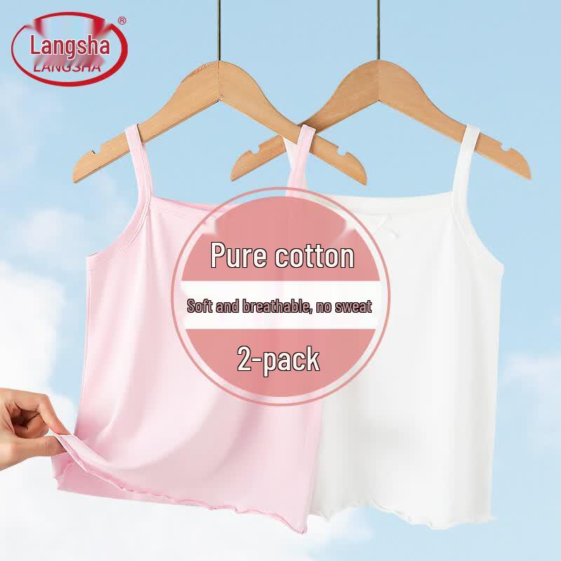 LangSha Girls  Cotton Sleeveless Top 2-Pack 130