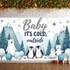 Winter Party Display Glitter Text Arctic Animals Backdrop Penguin Theme Backdrop Winter Forest Scene Winter  Banner
