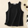 Women Square Neck Sleeveless Linen Cotton Blend Tank Top Camisole