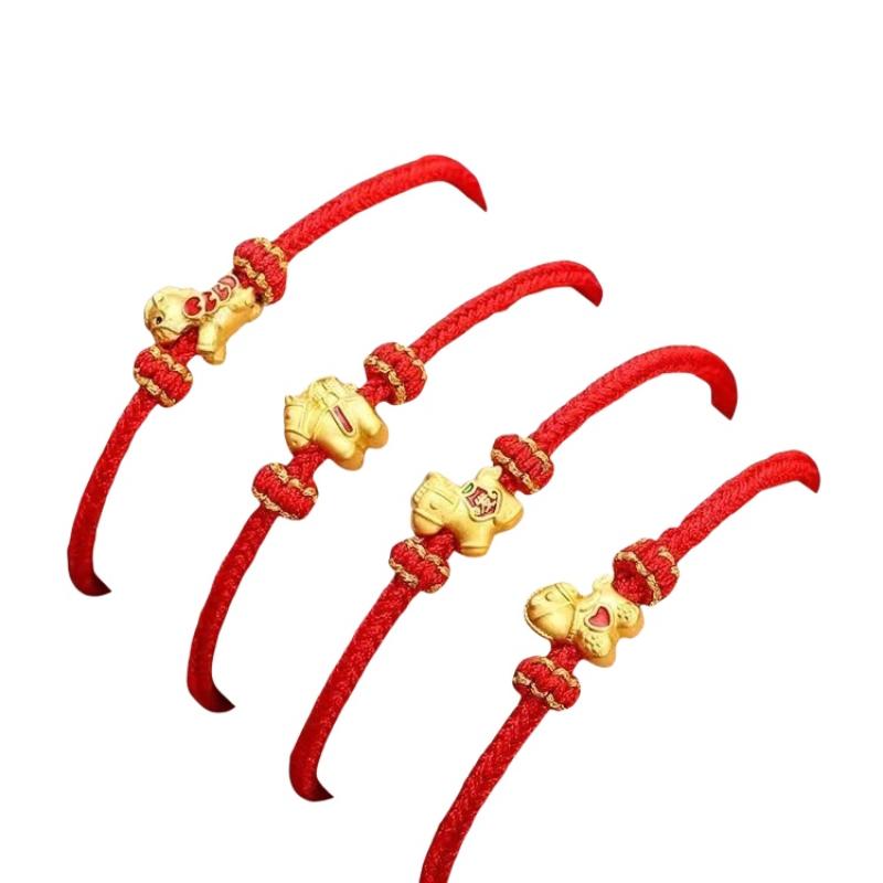 2026 New Year Zodiac Horse Lucky Braided Rope Bracelet Chinese Style Red Thread String Adjustable Bracelets Blessing Jewelry