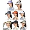 Women's Packable Open-Top Sun Hat Cap, Breathable Nylon Ponytail Style with Front Bill for Hiking and Holiday Travel