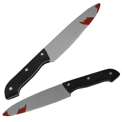 30cm Gefälschtes Blutiges Scharfes Messer für Halloween Cosplay Requisiten Deko Simulation Kunststoff Küchenmesser Halloween Partyzubehör