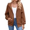 New Solid-color Zipper Long-sleeved Hooded Pocket Sweatshirt for Women In Autumn and Winter