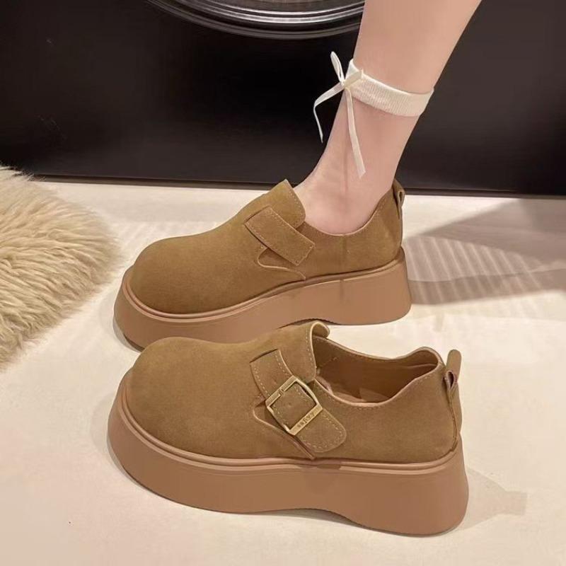 Thick-soled Heightening Women's Autumn New One-pedal Women's Shoes Retro Boken Single Shoes Casual