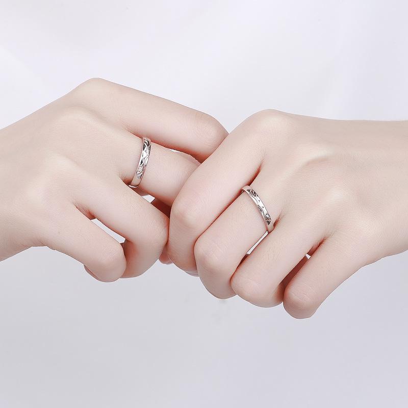 One Deer With You: 999 Pure Silver Adjustable Couple Rings for Men and Women - Unique Design Christmas Gift