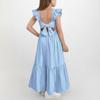Girls' Square Neck Dress - Sweet Backless Sundress