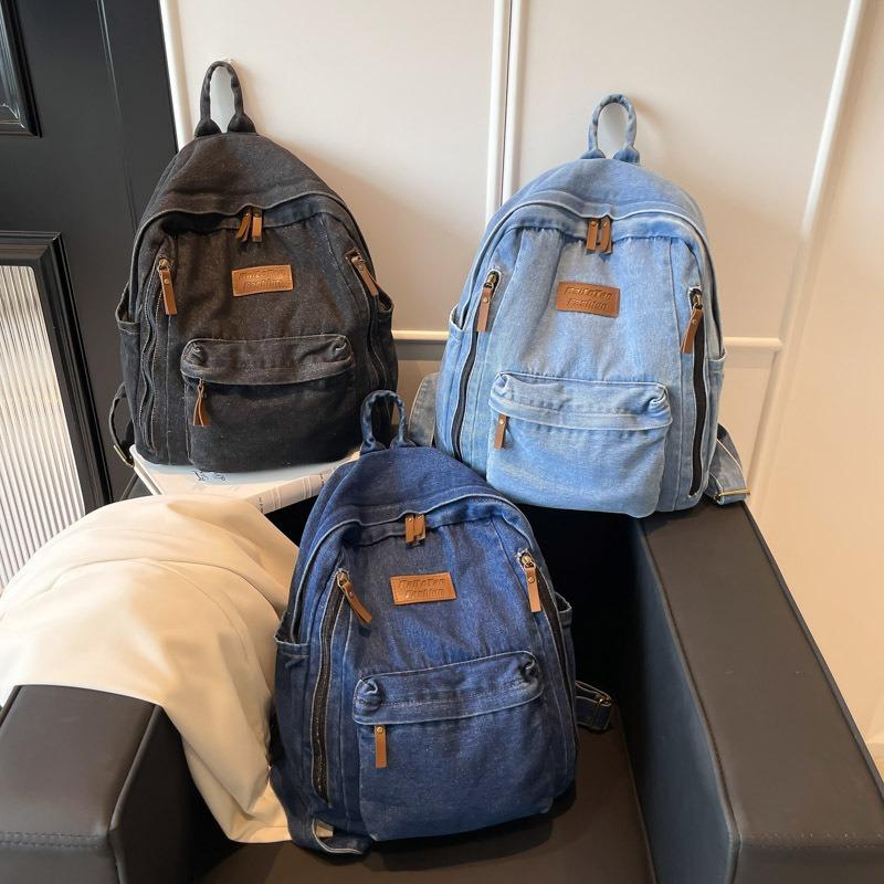 Large Capacity School Bag Handbag New Retro Backpack Female Original Style Student Denim Fashion Travel Backpack
