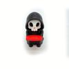 Small Table Decorative Figure with Hooded Skull Character, Collector Shelf Piece for Desk Display and Themed Styling