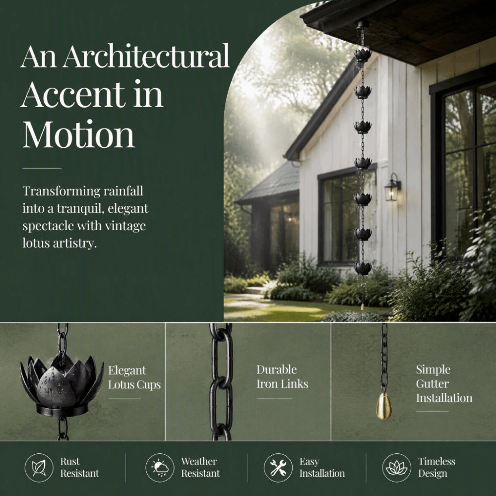 Black Rain Chain 153cm Length Downspout Alternative Functional Downspout Rain Chain  Outdoor Use