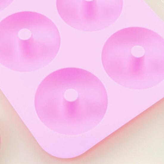 Silicone Donut Mold for DIY Cake Chocolate 6-Cavity Food-Grade Non-Stick Baking Tray Easy-Release Heat-Resistant Bakeware for Mousse Jelly Soap