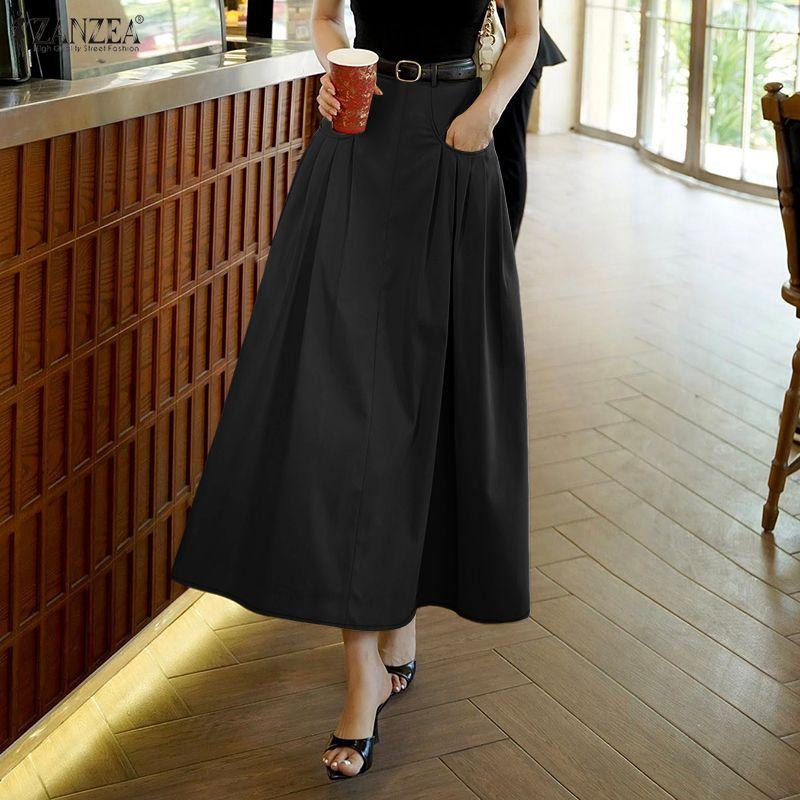 ZANZEA Women Casual Solid Color Loose Midi Skirts
