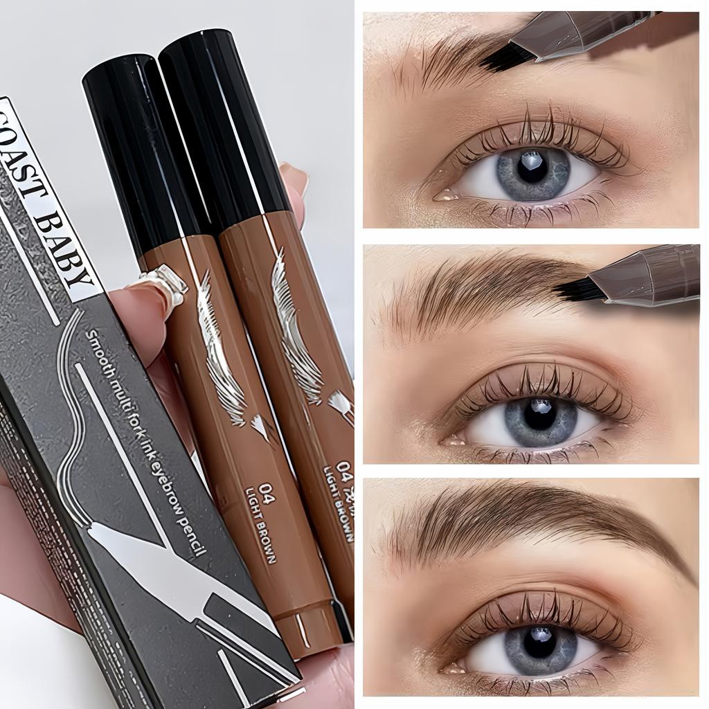 Dual-Tip Eyebrow Pencil with Multi-Bristle Brush Tips  Waterproof & Smudge-Proof Formula,  Instant Volume Defined Brows & Hairline Filling