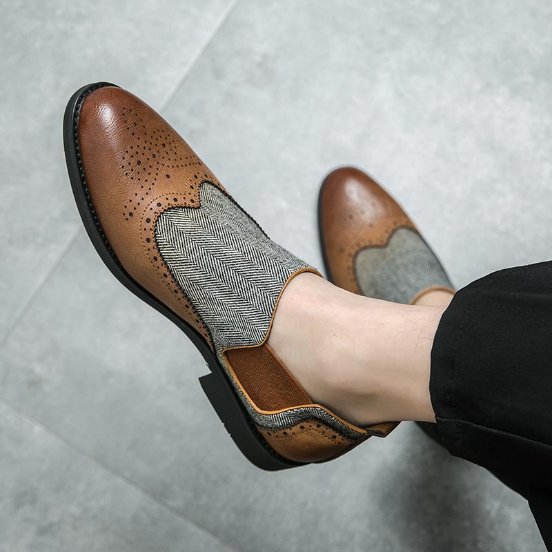 Mode Frühling Plateau Chelsea Herren Slipper mit weicher Sohle Hochwertige Schuhe mit runder Spitze für Business Casual Marke Handgenäht Luxus Mokassin