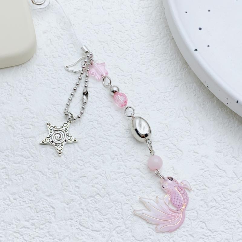 Unique Handmade Fish Star Pattern Bead Phone Hanging Decoration Fits All Phone Models Daily Use Stylish Outfits