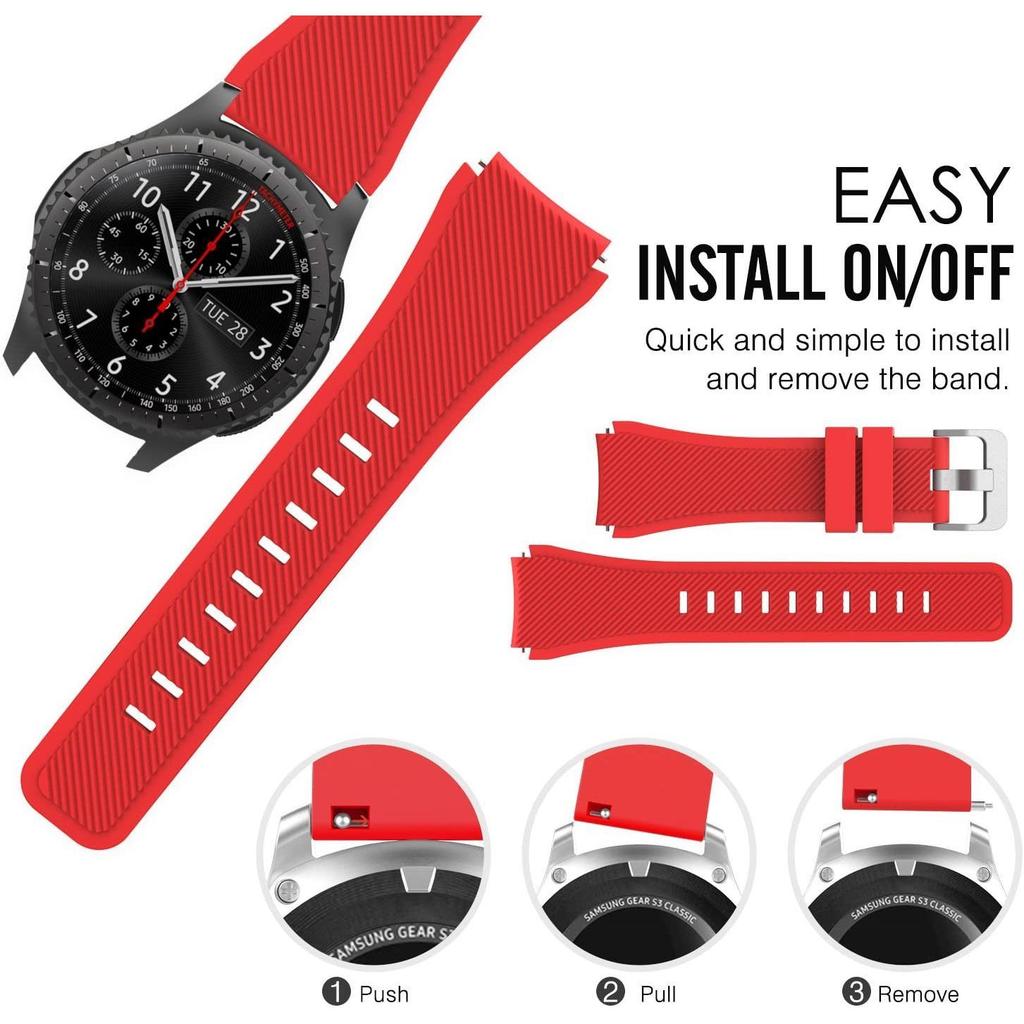 22mm Silicone strap For Samsung Galaxy Watch 3/Gear S3/Huawei Watch 5 4 GT5 GT4-3-2 46mm Sports Bracelet Wristband Amazfit GTR 4