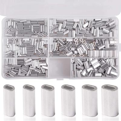 600Pcs/Box Fishing Crimp Sleeves Oval Aluminum Fishing Tube Fishing Line Crimp Tube Wire Tube Connectors Accessories