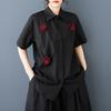DIMANAF 2026 Women Plus Size New Summer Blouse Shirt Short Sleeve Casual Loose Lady Tops Shirts Cotton Floral