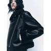 Fall and Winter New Women's Clothing Lapel Long Sleeves Fur Integrated Double-Sided Poly Urethane Leather Jacket Outwear 8741267