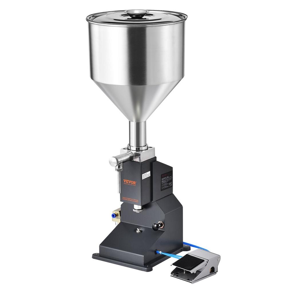 Macchina Riempitrice Pneumatica per Liquidi e Paste, Riempitrice per Bottiglie 5-50ml, Macchina Riempitrice per Bottiglie, Riempitrice Liquidi in Acciaio Inossidabile con Pedale per Latte Acqua Succo