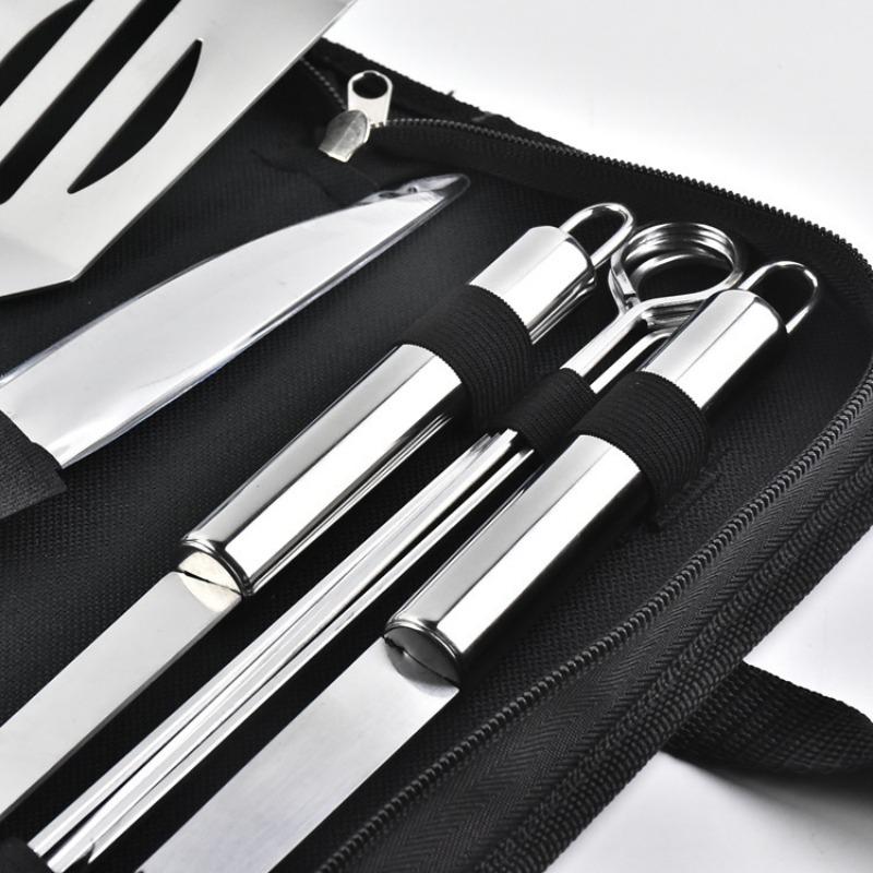 Stainless Steel Oven Set Barbecue Combination Tool Outdoor BBQ Barbecue Set Barbecue Set Storage Portable Cloth Bag Baking Tool