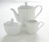 [White Tableware] Shatter-Resistant Reinforced Porcelain Pure White Tiara Frill Teapot 600cc