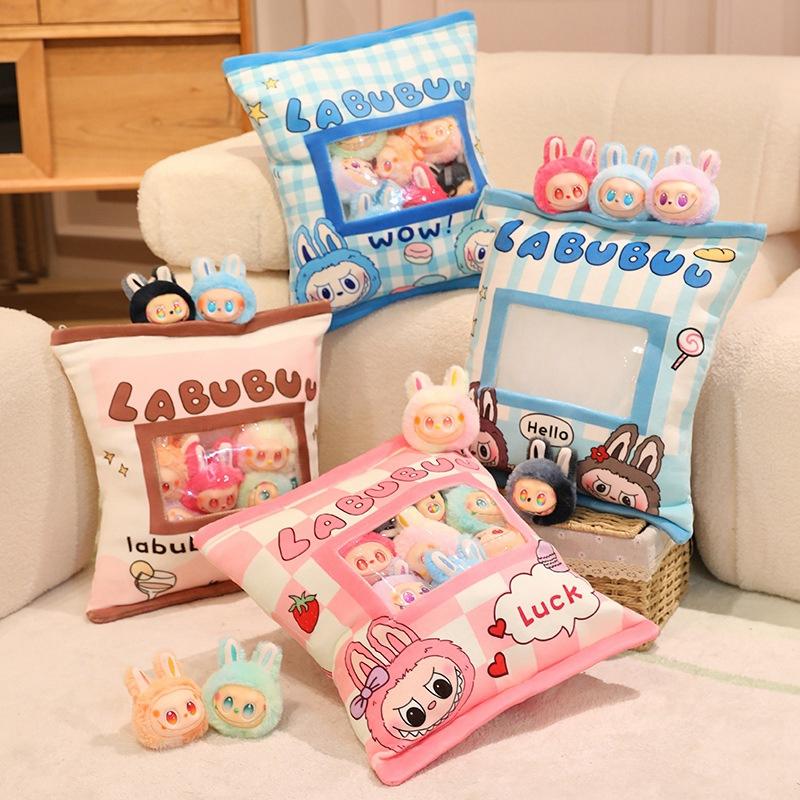 Cartoon Rabu Bag Snack Pillow Contains 7 Plush Small Pendant Bag Keychain Dolls