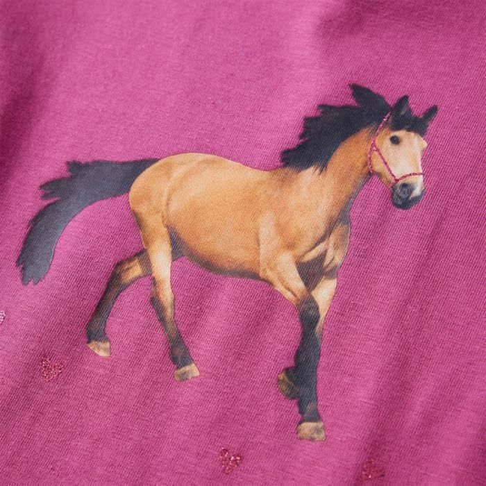 T-shirt enfants à manches longues imprimé cheval 3 couleurs et 5 dimensions disponibles