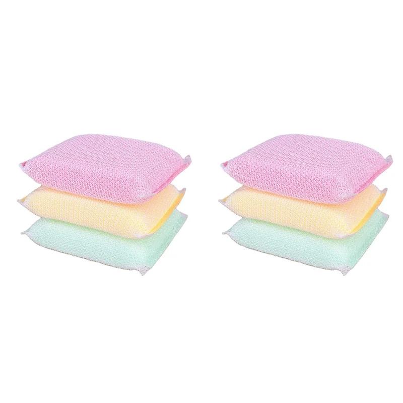3pcs/6pcs Dishwashing Sponge Brush High Density Sponge Blocks Kitchen Supplies Brushing Bowl Cloth Washing Pot Sponge Durable