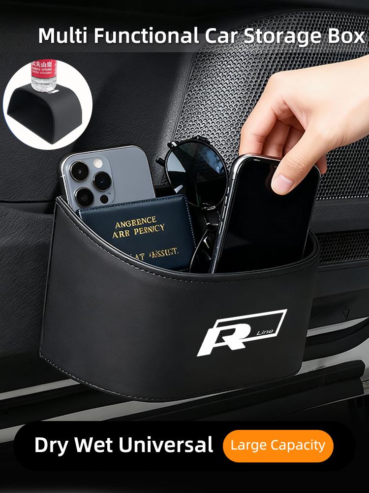 For Volkswagen MOACar Trapezoidal Sloped Black Leather Door Multi-Functional Storage Compartmen For VW R Golf Passat mk5 Scirocco Polo Jetta GTI